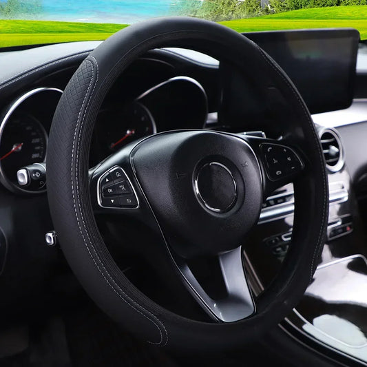 Car Steering Wheel Cover Bright Carbon Fibers Leather Steering Wheel Cover Car Non Slips Universal 15 Accessories