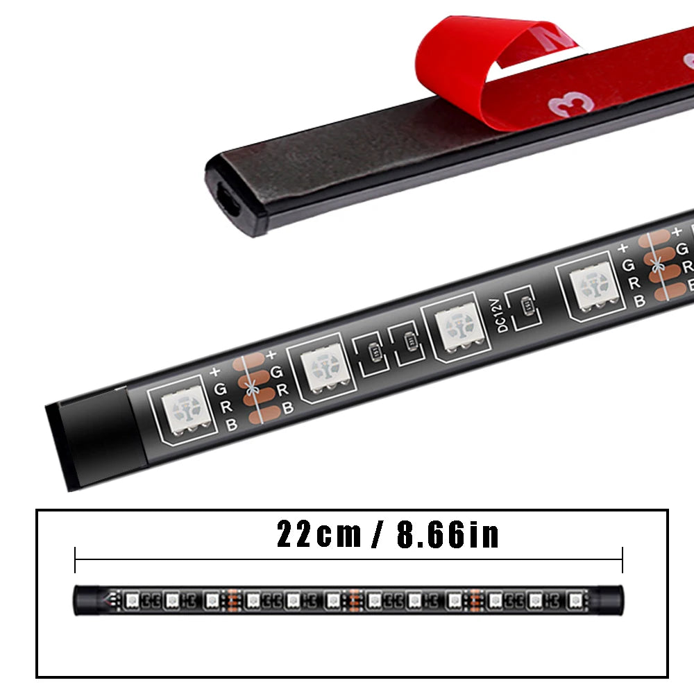 Car Foot Floor Decoration Bulbs Interior Atmosphere Light RGB LED Strip Lamp USB Wireless Remote Music Control Multiple Modes