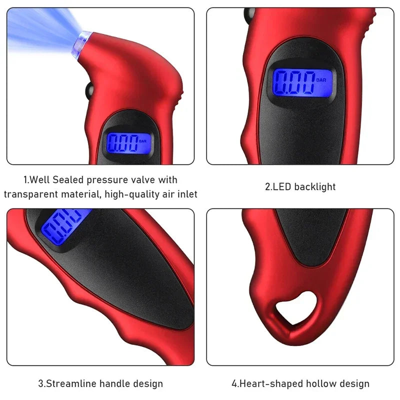 New Tire Pressure Gauge Portable High-precision Digital Tire Pressure Monitoring Car Tyre Air Pressure Gauge Meter LCD Display