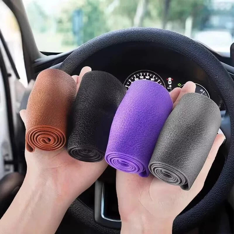 Universal Car Steering Wheel Cover; D-Shaped Non-slip Silicone with Elastic Texture for Decorative Purposes.