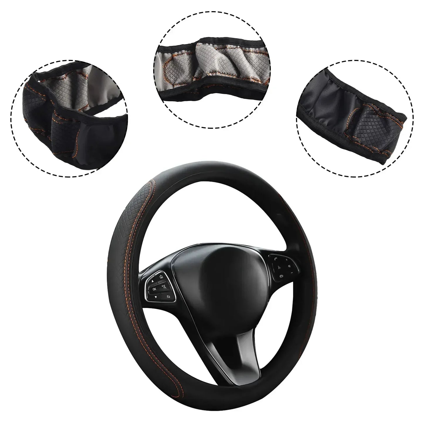 Car Steering Wheel Cover Bright Carbon Fibers Leather Steering Wheel Cover Car Non Slips Universal 15 Accessories