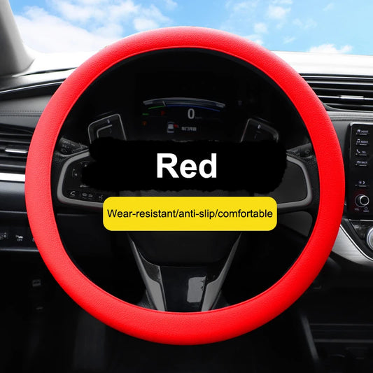 Universal Car Steering Wheel Cover; D-Shaped Non-slip Silicone with Elastic Texture for Decorative Purposes.