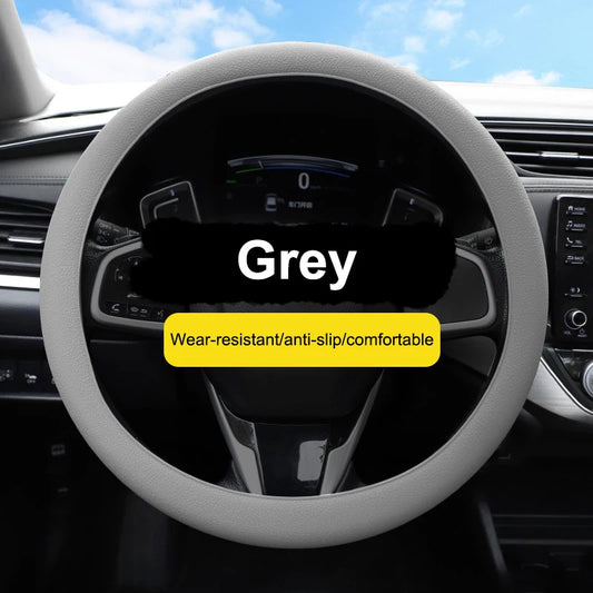 Universal Car Steering Wheel Cover; D-Shaped Non-slip Silicone with Elastic Texture for Decorative Purposes.