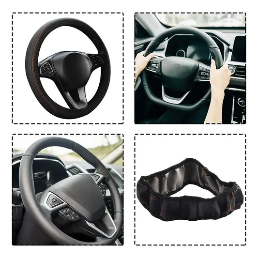 Car Steering Wheel Cover Bright Carbon Fibers Leather Steering Wheel Cover Car Non Slips Universal 15 Accessories